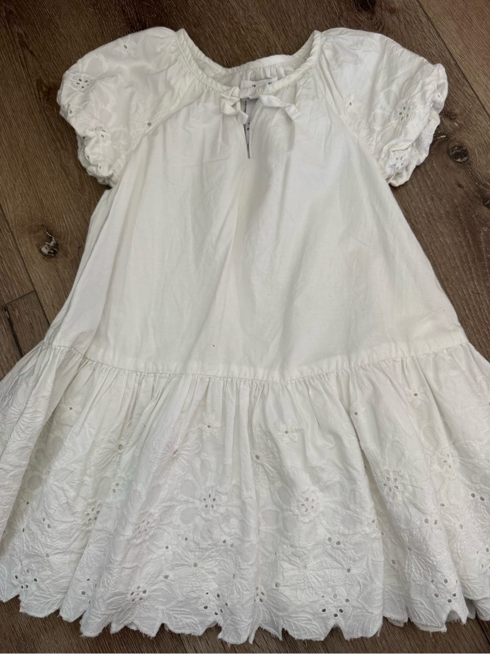 Jason Wu White Eyelet Puff-Sleeve Cotton Dress for Girls